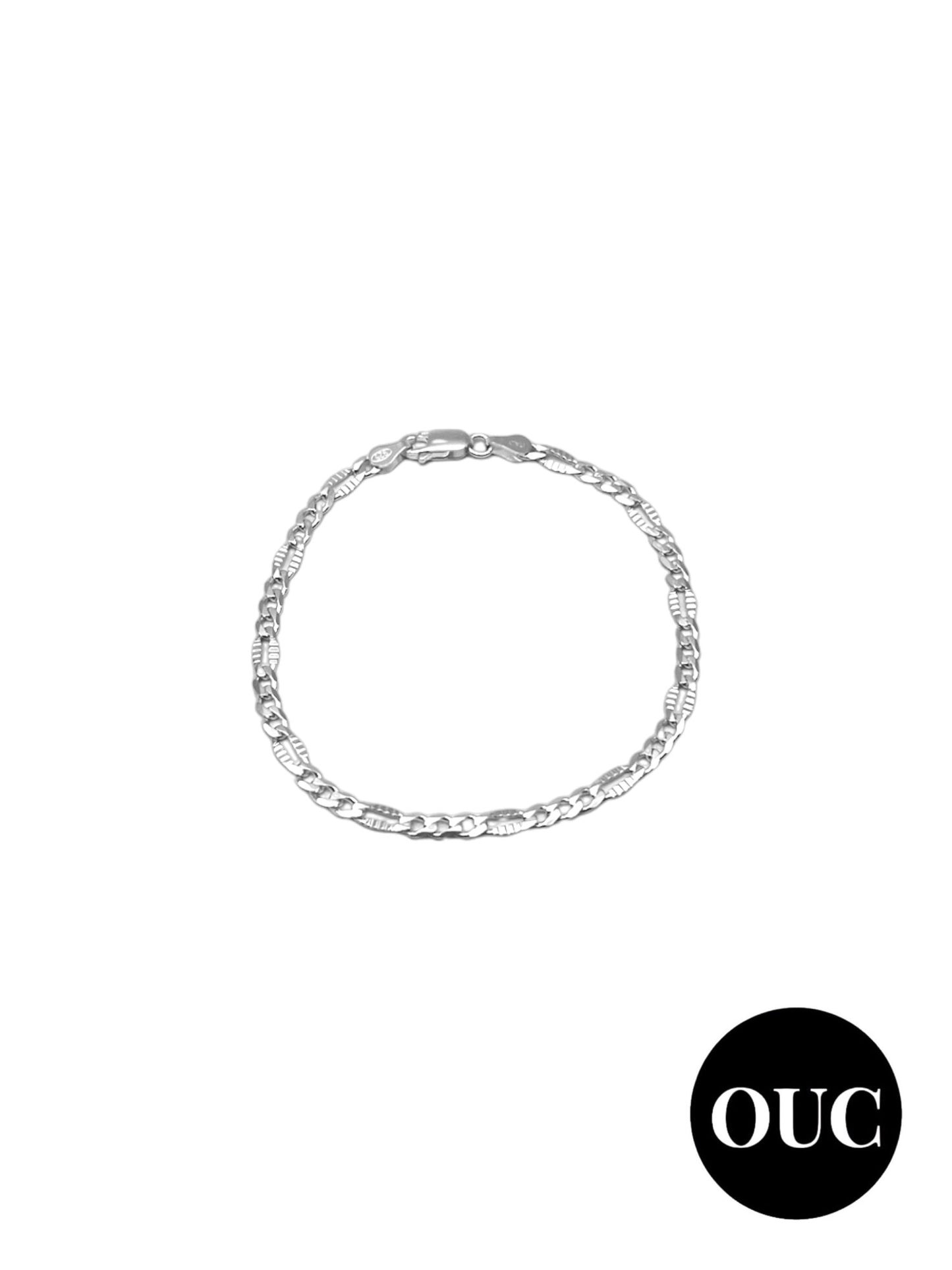 .925 Silver Cartier Style Bracelet- 8in, 20cm