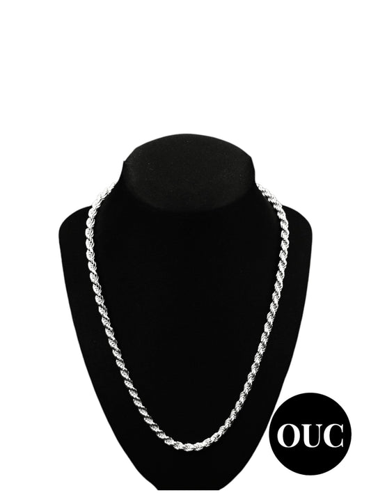 .925 Silver Rope Style Necklace- 5mm, 23in